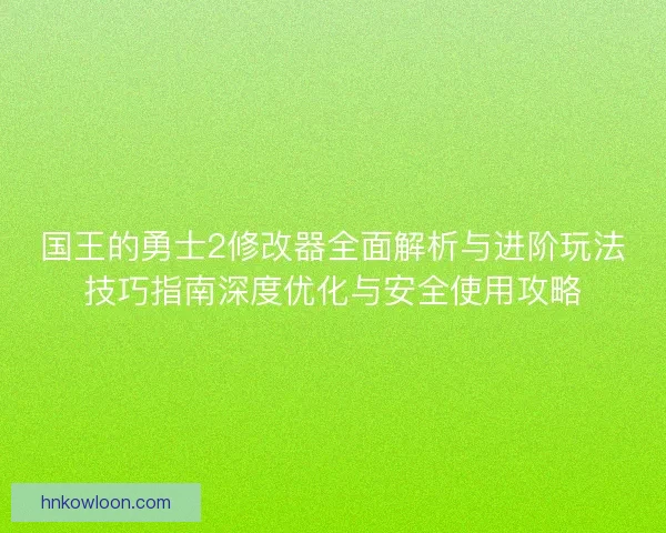 国王的勇士2修改器全面解析与进阶玩法技巧指南深度优化与安全使用攻略